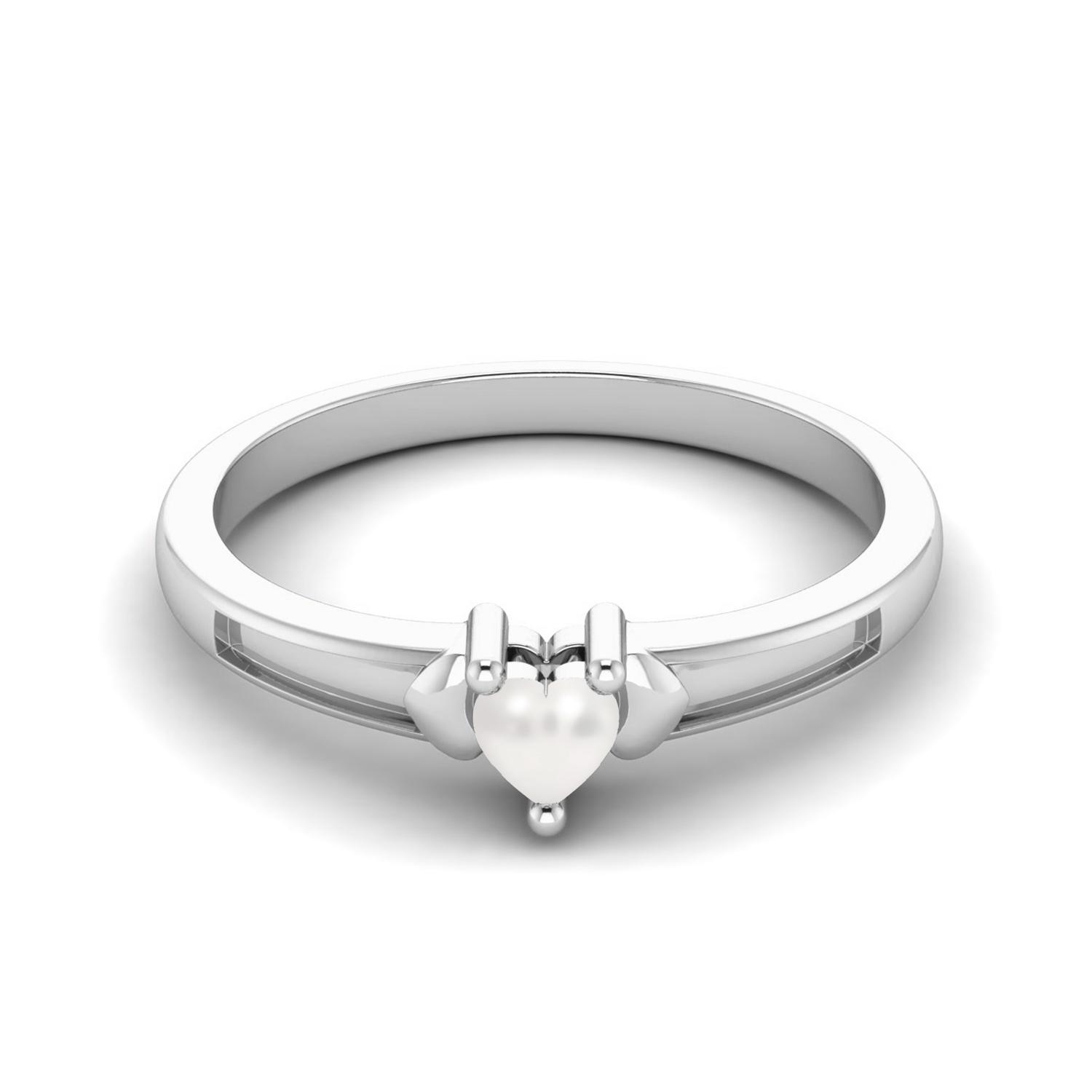 

925 Sterling Silver 3 MM Heart Pearl Three Hearts Love Women Anniversary Ring 11