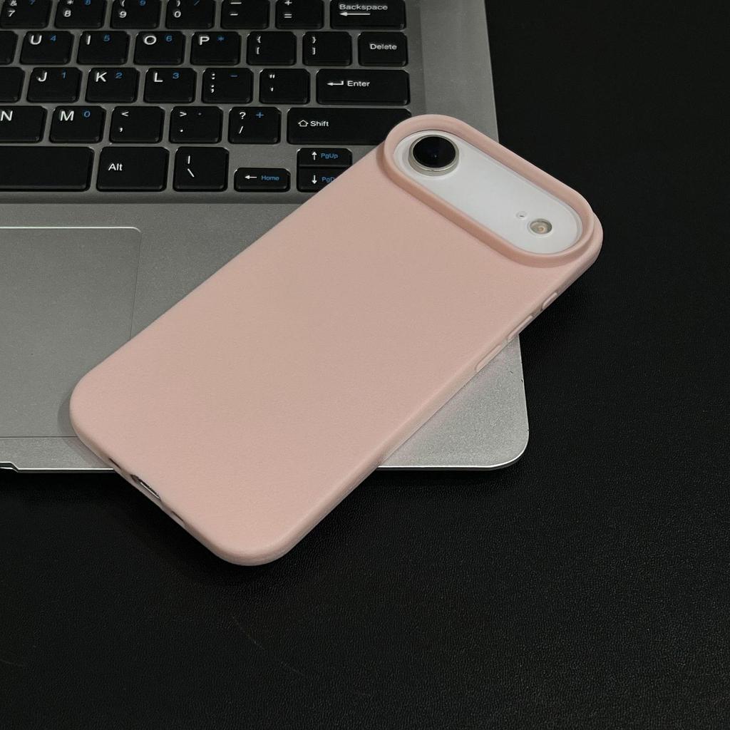 Litschi-Maserung Dopamin-Farbe Weiche Hülle für Apple 17, 16 und 14 Pro Max - Minimalistisches Design mit großem Loch