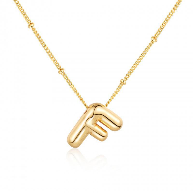Minimalist Copper-Plated Gold Alphabet Pendant Sweater Chain Jewelry
