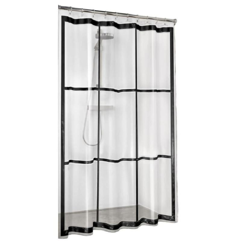 Pattern Transparent Checkered Bathroom Shower Curtain Waterproof Partition Tool