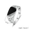 Ring Classic Square Men'S Ring Hand Jewelry Geometric Diamond Set