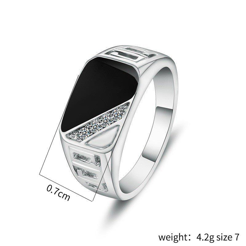 Ring Classic Square Men'S Ring Hand Jewelry Geometric Diamond Set