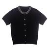 Design Sense Heavy Industry Nail Drilling Short Sleeve T-Shirt Summer New Soft Skin-friendly Skinny Bottom Shirt Knitted Sweater Top