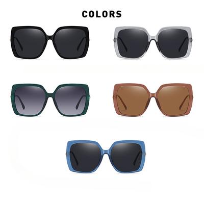 Gafas de Sol Polarizadas de Moda para Mujer, Gafas de Sol para Mujer con Montura Grande y Hebilla Metálica TR90, Gafas Parasol para Exterior para Uso Urbano