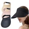 Straw Brim Visor Hat for Women, Adjustable Black Headband Made of Breathable Foldable Fabric for Travel and Outdoor Activities,