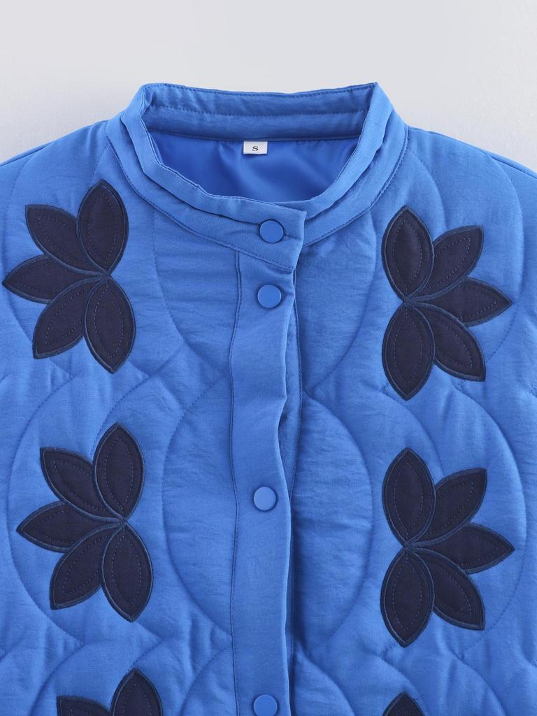 Women's Floral Quilted Embroidered Cotton Jacket - Versatile Casual Fashion (Autumn/Winter 2025) X5067