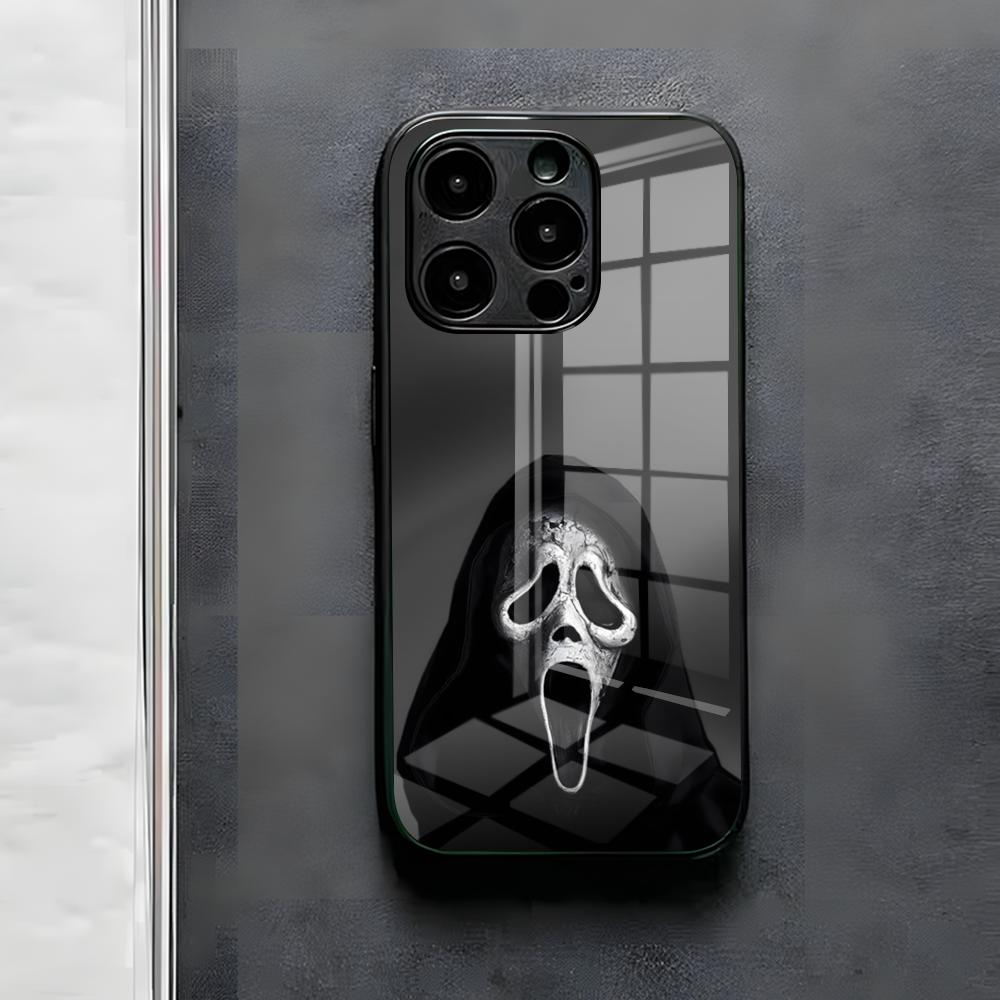 

Чехол для телефона на Хэллоуин с изображением Лица Призрака Крик Для IPhone 17 Air 16 E Pro Max 15 14 13 Mini 12 Pro 11 Max Plus Черная Стеклянная Крышка iPhone 15 Pro