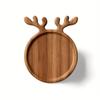 Festive Christmas Exclusive Gifts: Wooden Serving Platter with Antler Handle - 77/8" And 7 7/8" Sizes - Perfect for Parties And Holidays