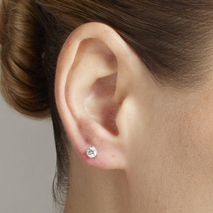 Boucles d'oreilles - LUXENTER - Kyoro - Argent sterling 925 - Finition rhodium - Zirconia brillant 5 mm