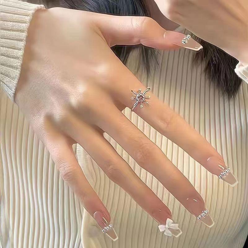 

French White Edge Chain Nail Patches - Trendy Wearable Nails Glue Type