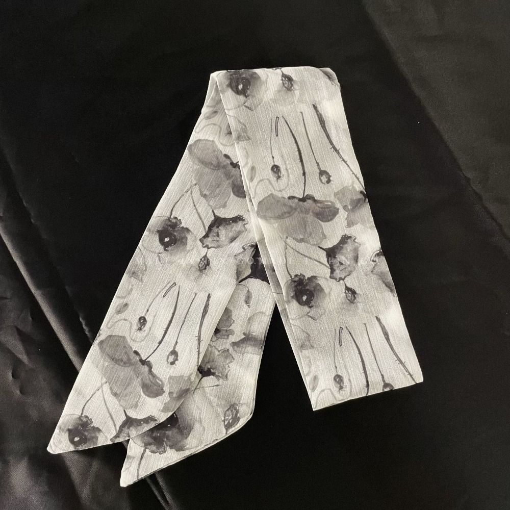 Ribbon Headband Long Scarf Chinese Style Printed Scarf Elegant Scarf Hair Band  Female