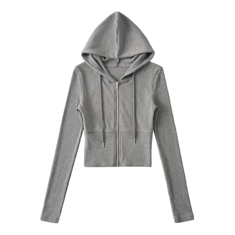 Womens Streetwear Tracksuit Set Fitted Hooded Zip Top High Waist Flare Pants Slim Fit Fall 2025