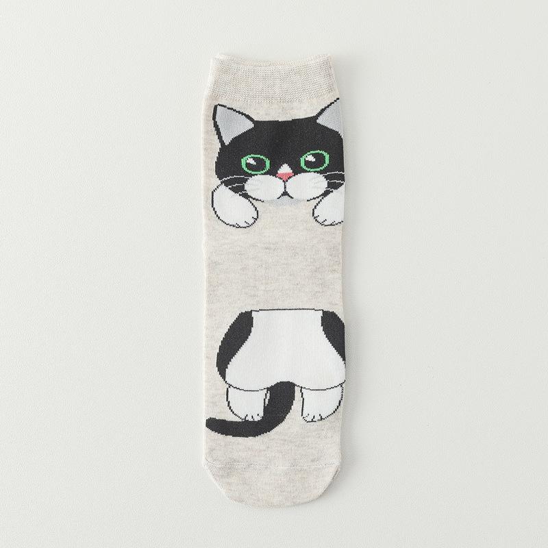 Women's Cute Cartoon Cat Mid-Calf Socks Cotton Japanese Lucky Cat Fashion Socks