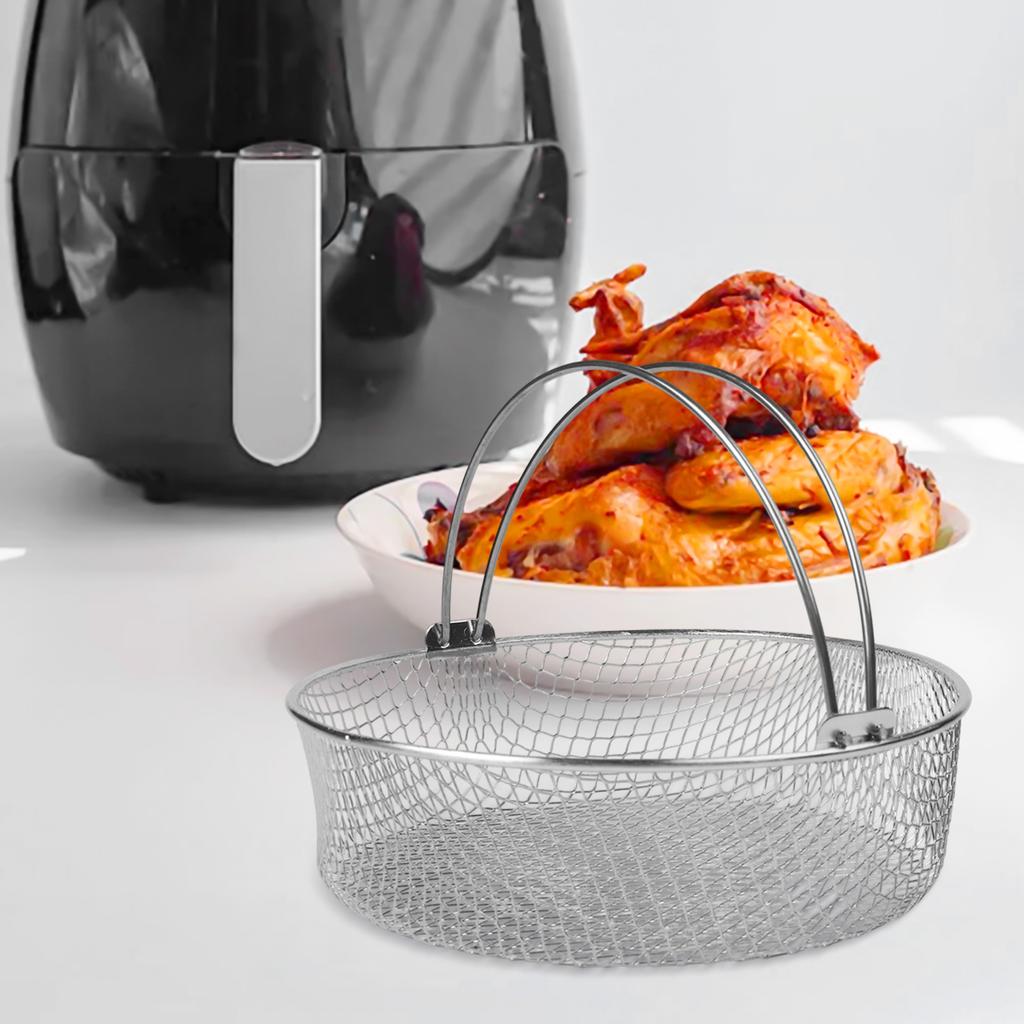 Cooking Basket Mesh Frying Basket Stainless Steel Material Versatile Cooking Tool Dishwasher Safe Folding Handle Design