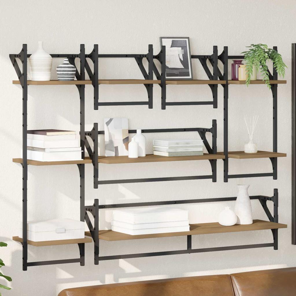 Wall Shelf Set with Shelf 6 pcs Artisan Oak 100 x 25 x 30 cm