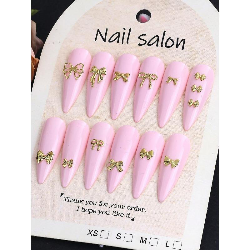 12 Grids Gold Ribbon Bow Knot Metal Cute Nail Decoration Nail Charms Bow Design Mixed Styles Nail Jewelry Accessories Nail Art Supplies