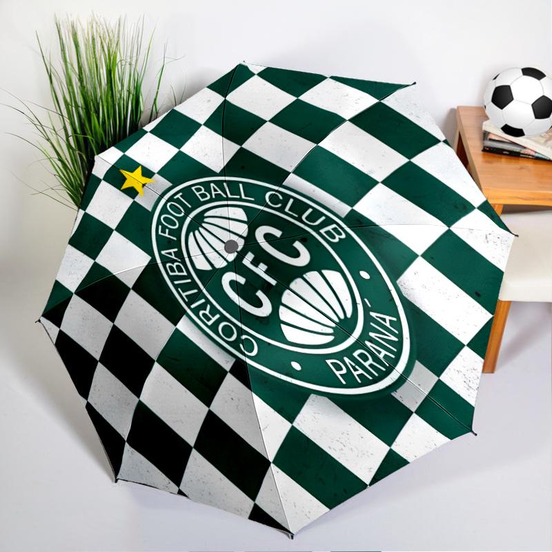 Green Football Club Emblem Printed Automatic Umbrella, 8-Frame for Travel, camping, Casual Umbrella, Essential Gift for for family and friends