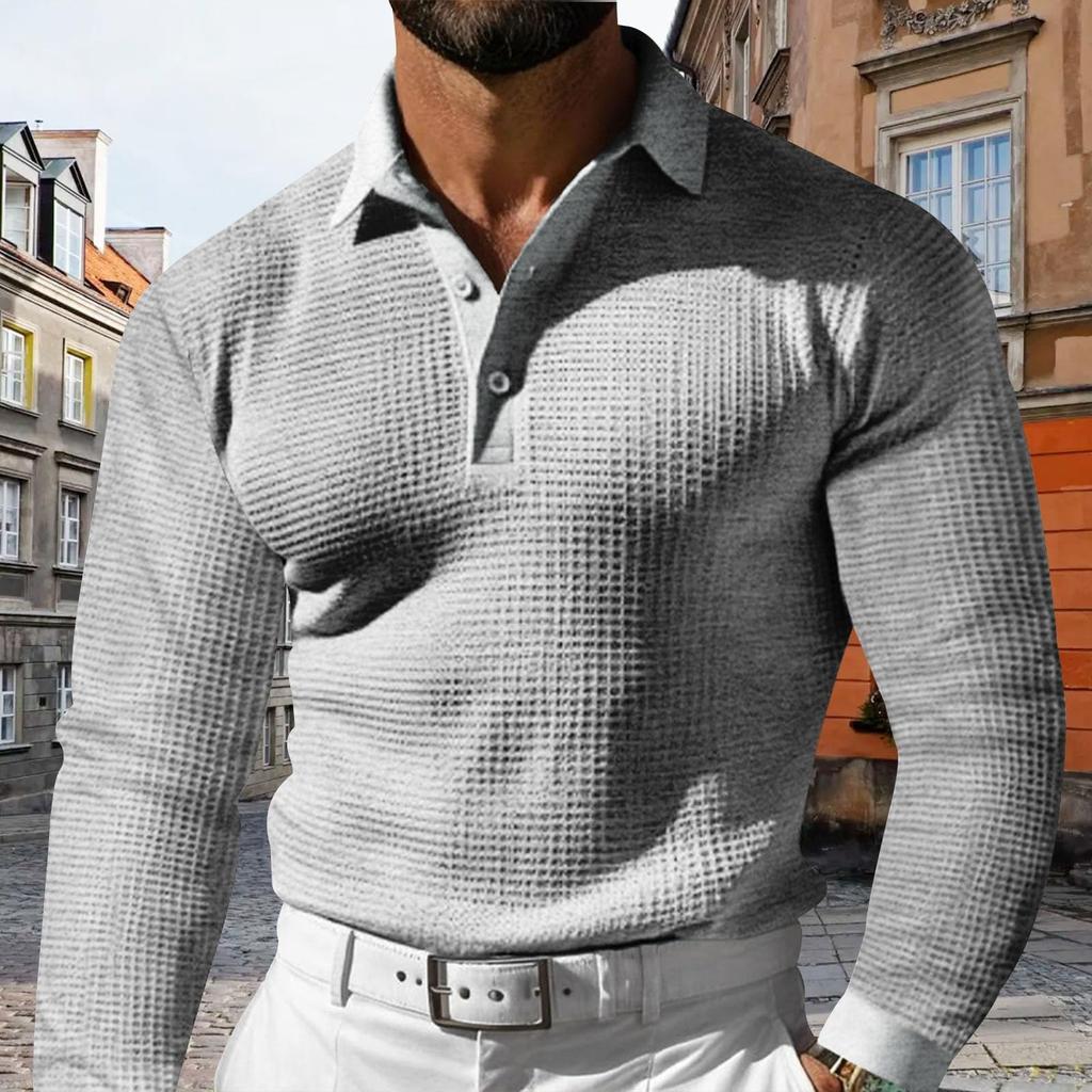 Men's Shirts Buttons Fashion Crewneck  Pullover Long Sleeve Summer Collared Retro Casual Business Blouses