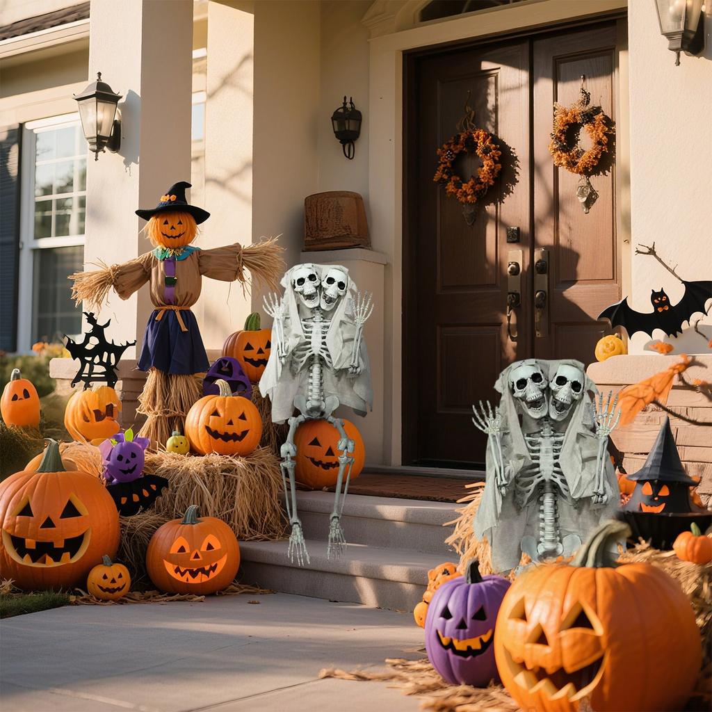 Halloween 5.5ft Skeleton Simulation Human Plastic Skeleton Haunted House Prop Skeleton Decoration