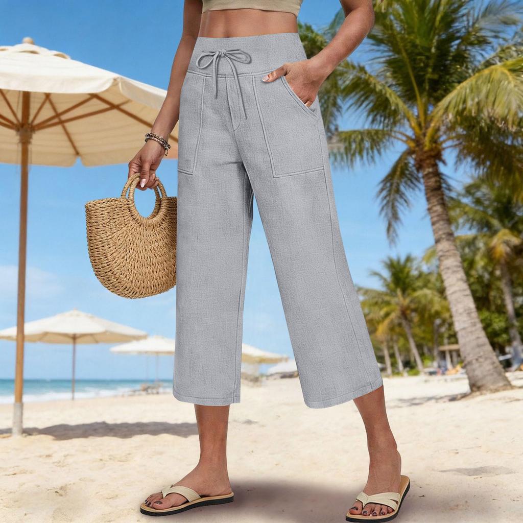 Womens Palazzo Pants Summer Casual Flowy Wide Leg Trousers Beach Travel Vacation Outfits