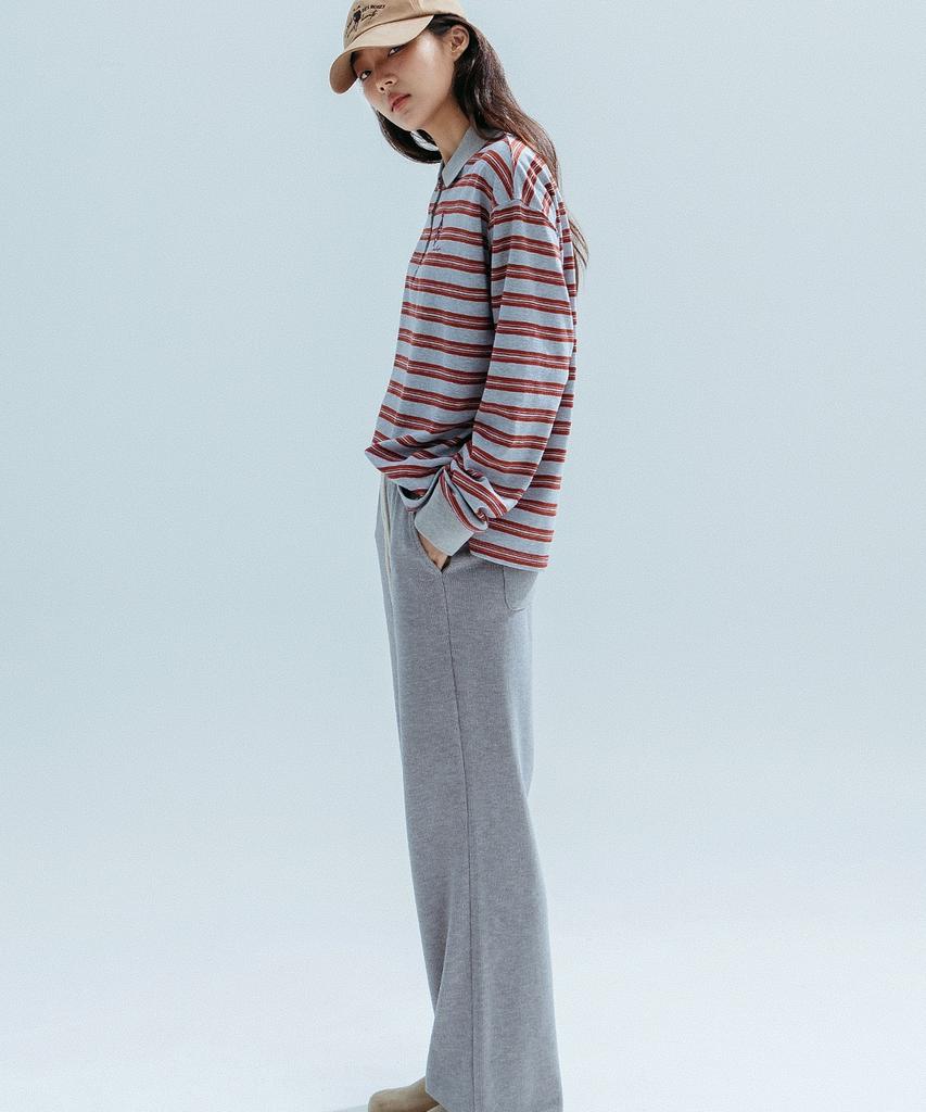 ANNEHEARTS Soft Knit Wide Easy Pants_Melange