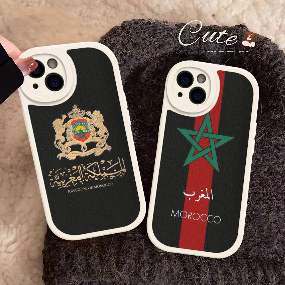 Morocco Map Flag For IPhone 16 15 14 13 12 11 Pro Max Plus Shockproof Leather Soft Phone Cover