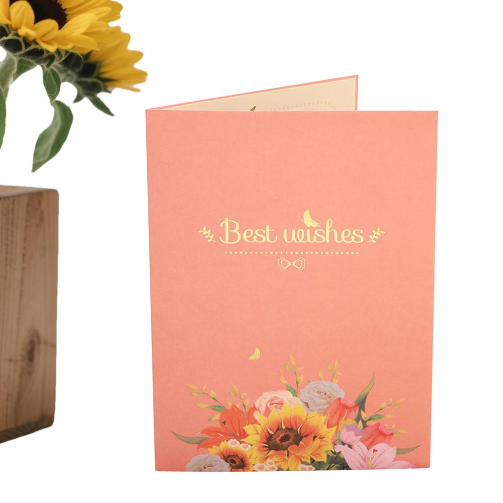 Valentines Card For Mom 3D Flower Embossed Foil Decor Romantic Wedding Card For Family Friends Wife Mother Sister Holiday