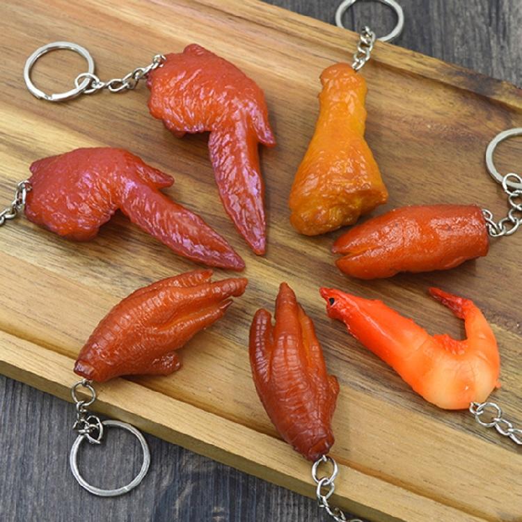 6 Pcs Chicken Wing Keyrings Decorative Keychain Car Key Chain Simulation Food Keychain Hanging Ornaments Bag Pendant