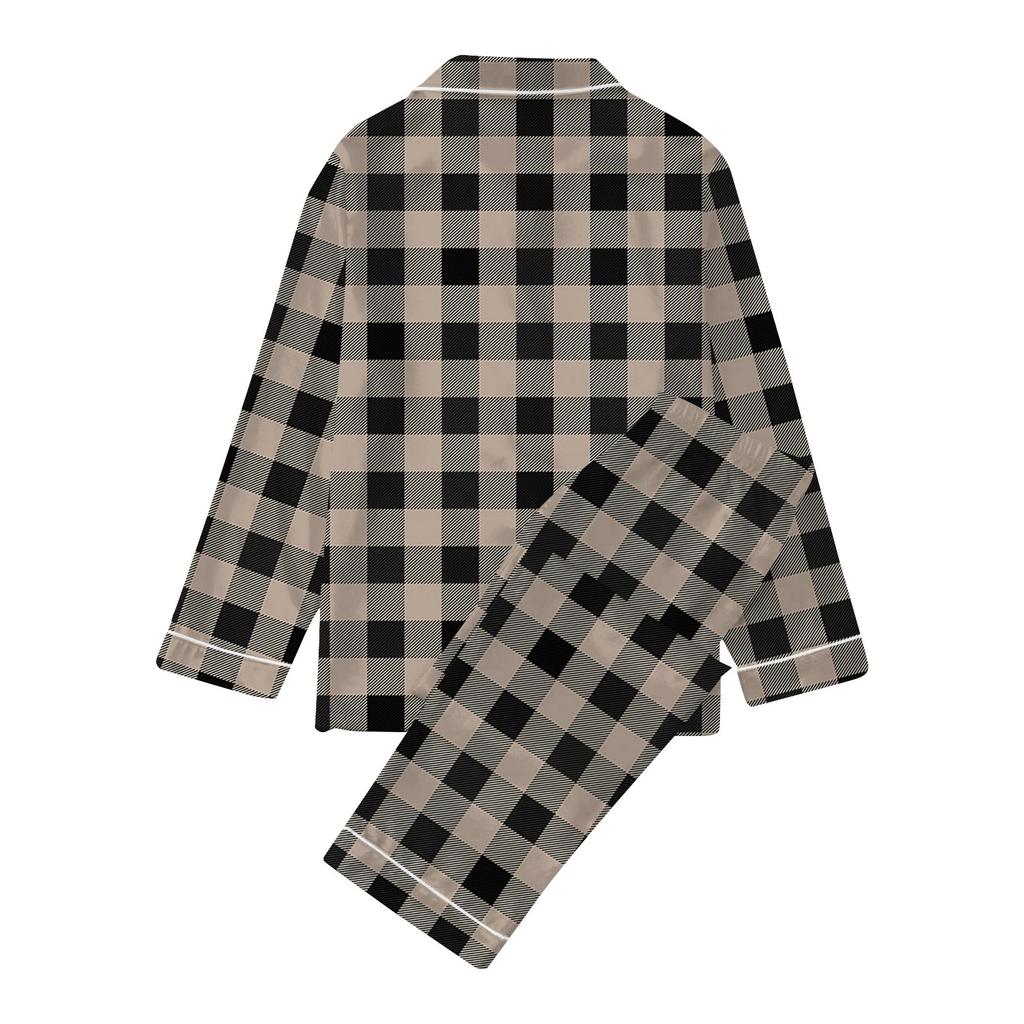 Women's 2 Piece Printed Suit Long Sleeve Button Up Top Wide Leg Pants Suit Set Pajamas Home Casual Suit