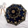 1pc Golden Mandala Pattern Automatic Open, Sturdy Iron Frame, Compact Folding Design, All-Season Portable Umbrella for Women & Men, Outdoor