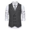 Autumn Men's Herringbone Stitched Satin Inner Vest Business Casual Formal Suit Fake Pocket Vest Double Breasted Suit Vest