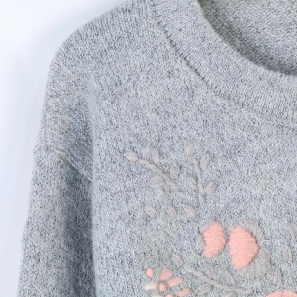 Yang Mi-Inspired Floral Embroidered Knit Cardigan: Korean Style Autumn/Winter Fashion Sweater for Women