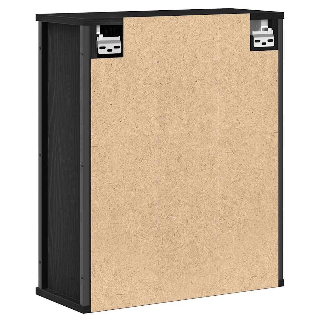 Bathroom Wall Cabinet with Mirror Black Oak Effect 50 x 21 x 60 cm