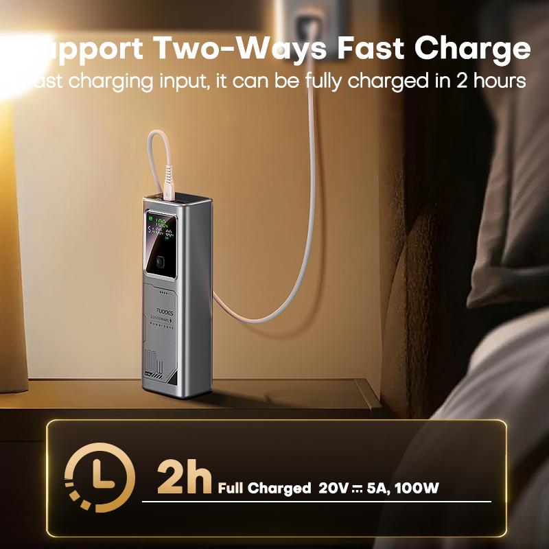 TUODES Power bank PD 100W Szybkie ładowanie 20000mAh Pojemność baterii zewnętrznej Przenośna ładowarka do laptopa iPhone Samsung Xiaomi
