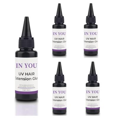Paquete de 5 Pegamento UV para el Cabello 30g (1,06 onzas),Resina Invisible de Curado Rápido, Adhesiones Profesionales Sin Costuras para Extensiones y Pelucas