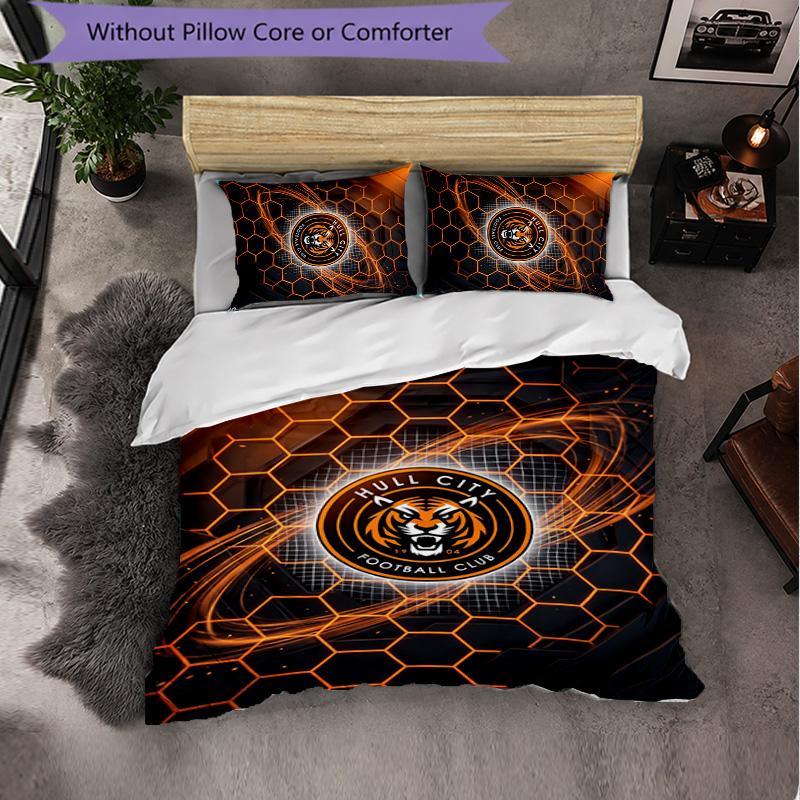 Set Biancheria da Letto a 3 Pezzi Hull City Football Morbido Set Copripiumino con Federe Set Decorazione Camera da Letto per la Casa