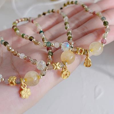Zomer Nieuwe Veelkleurige Kleine Natuurlijke Toermalijn Kralen Dunne Dames Enkelband Voetketting Munten /Bloem /Kalebass Fijn Sieraden Ybr709