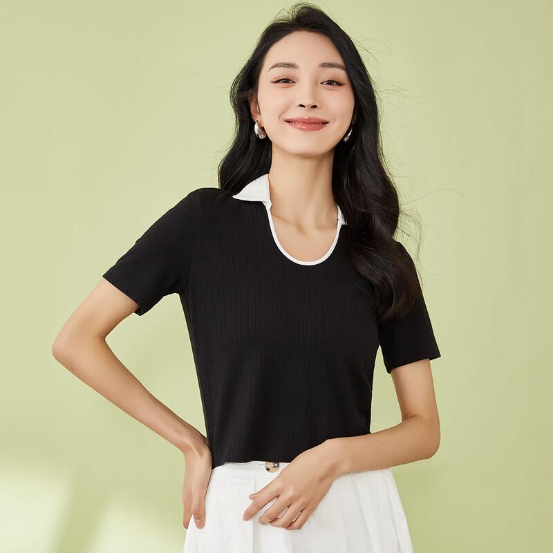 Women's Short Sleeve U-Neck Knit Top