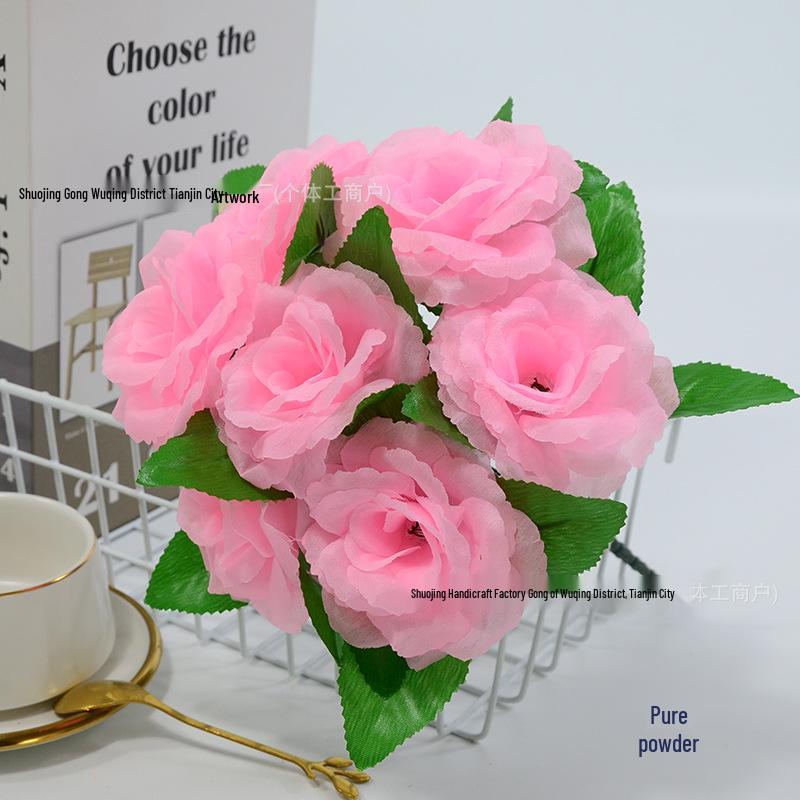 8cm Artificial Rose Bouquet with Rose Handle for Weddings and Events