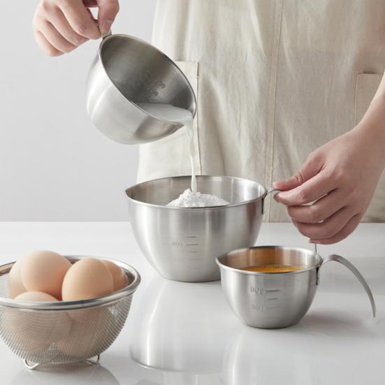 304 Stainless Steel Measuring Cup with Handle Scale Large Capacity Multifunction Egg Liquid Mixing Bowl Kitchen Supplies