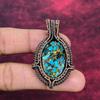 Copper Chrysocolla Gemstone Pendant Copper Wire Wrapped Pendant Elegant Jewelry