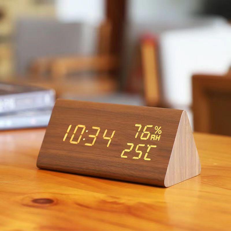 Creative Wooden Alarm Clock Simple Retro Clock Silent Luminous Student Bedside Multifunction Nordic Station Clock Electronic Clock
