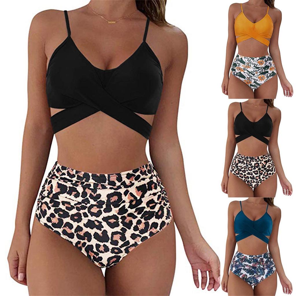 Women's Summer Sexy Solid Color Split Two-Piece Bikini Swimsuit
