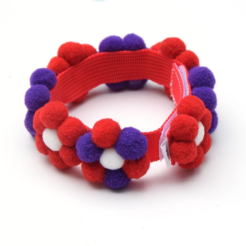Adjustable Rainbow Flower Pet Collar with Fur Ball - Cute and Soft for Cats and Dogs