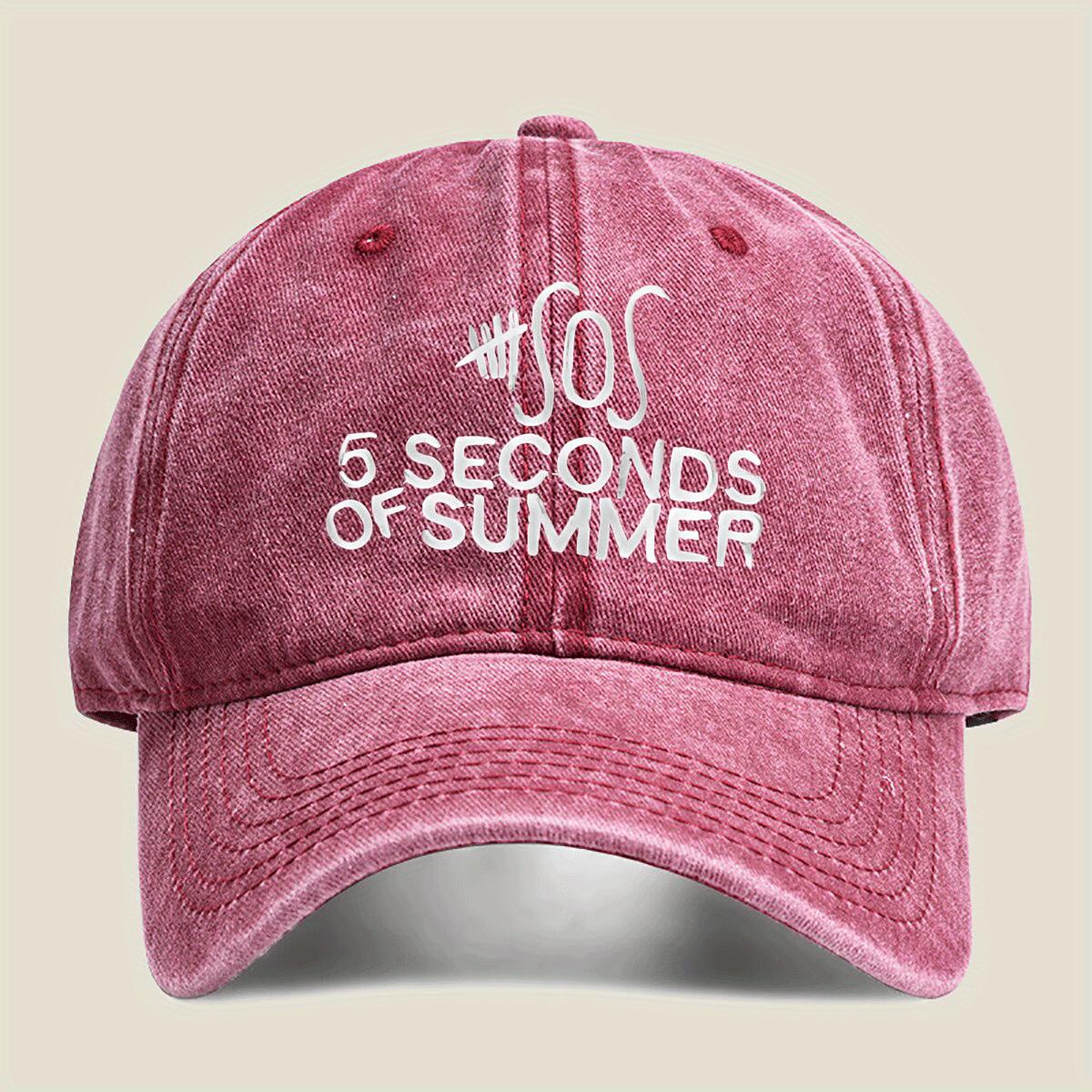 

5 Seconds of Summer SOS Graphic Washed Baseball Cap Unisex Polyester Casual Adjustable Sun Hat One Size