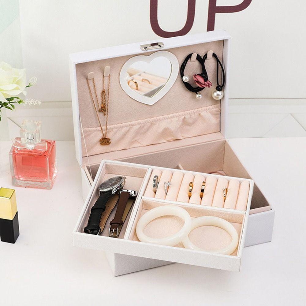 Dustproof Double Layer Jewelry Box Large Capacity Cosmetics Box Jewelry Storage Box  Bracelets