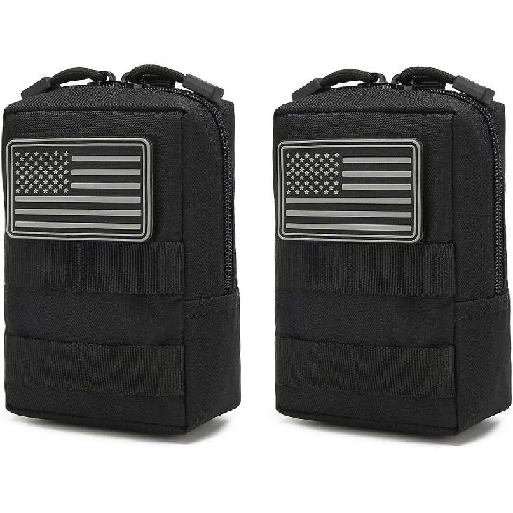 Tactical Car Seat Back Organizer Set Upgraded Tactical Molle Seatback Cover Protector Universal Fit Vehicles Truck MPV Pickup (Black with 2 Pouches)