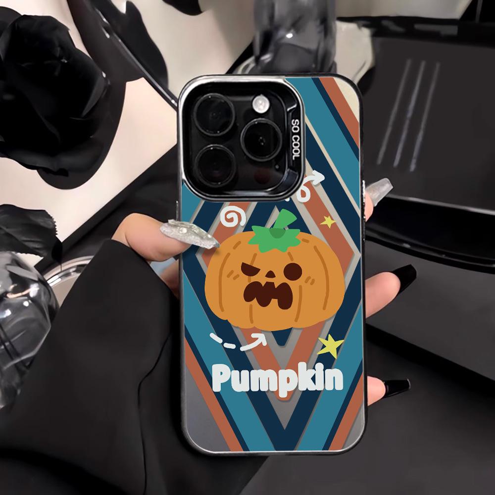 Halloween Pumpkin Ghost iPhone 17 Pro Max Case, Apple 15/16 Niche 14 Pro Large Hole