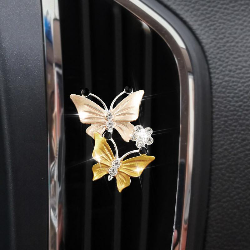 Car Air Conditioning Outlet Perfume Decoration Clip Dual-color Double Butterfly Purification Decoration Clip Car Interior
