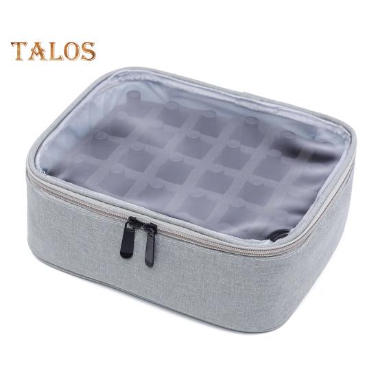 

Сумка для хранения лака для ногтей, большая вместимость, застежка-молния, чехол для переноски эфирных масел, держатель для лака для ногтей с прозрачной крышкой серый